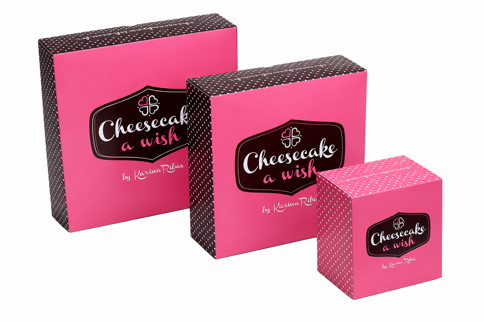 Caixas rosa Cheesecake a Wish by Karina Ribas