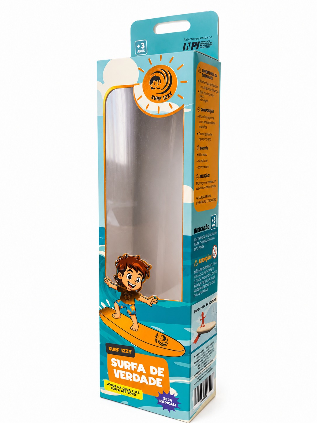 Embalagem infantil Surf Izzy com janela transparente